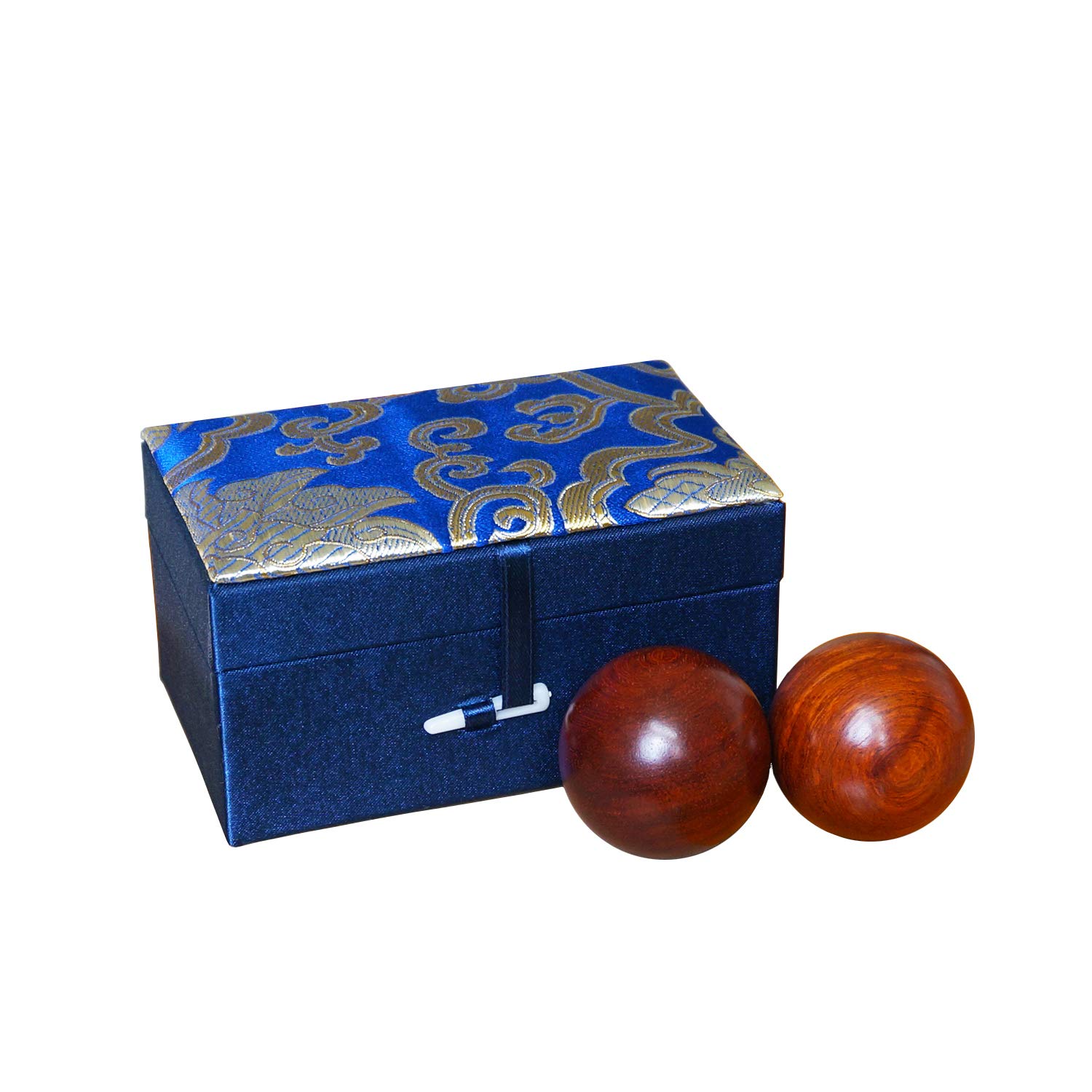 Boclay Qi Gong Rosewood Balls Baoding Balls with Brocade Box Chinese Exercise Stress Medicine Balls for Relaxation Meditation (Navy Blue)