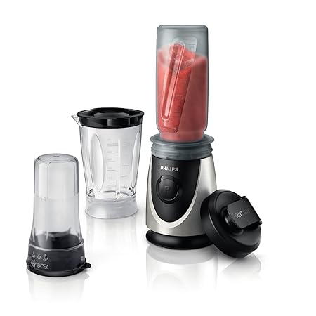 Philips HR2876/00 Mini Standmixer (350 W, Smoothiemaker 20500 U./Min, 4 Messer, inkl. Trinkbecher) chrom