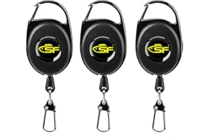 SF 3PCS Fly Fishing Zinger Retractor Fly Fishing Anglers Tool Gear Combo Steel Cord, Black