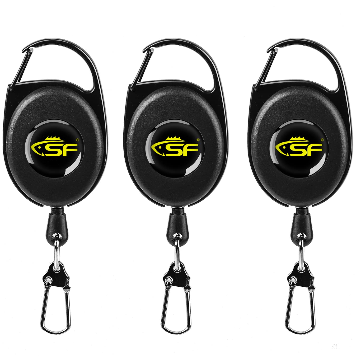 SF Fly Fishing Zinger Retractor 3 Pcs Steel Cord Black