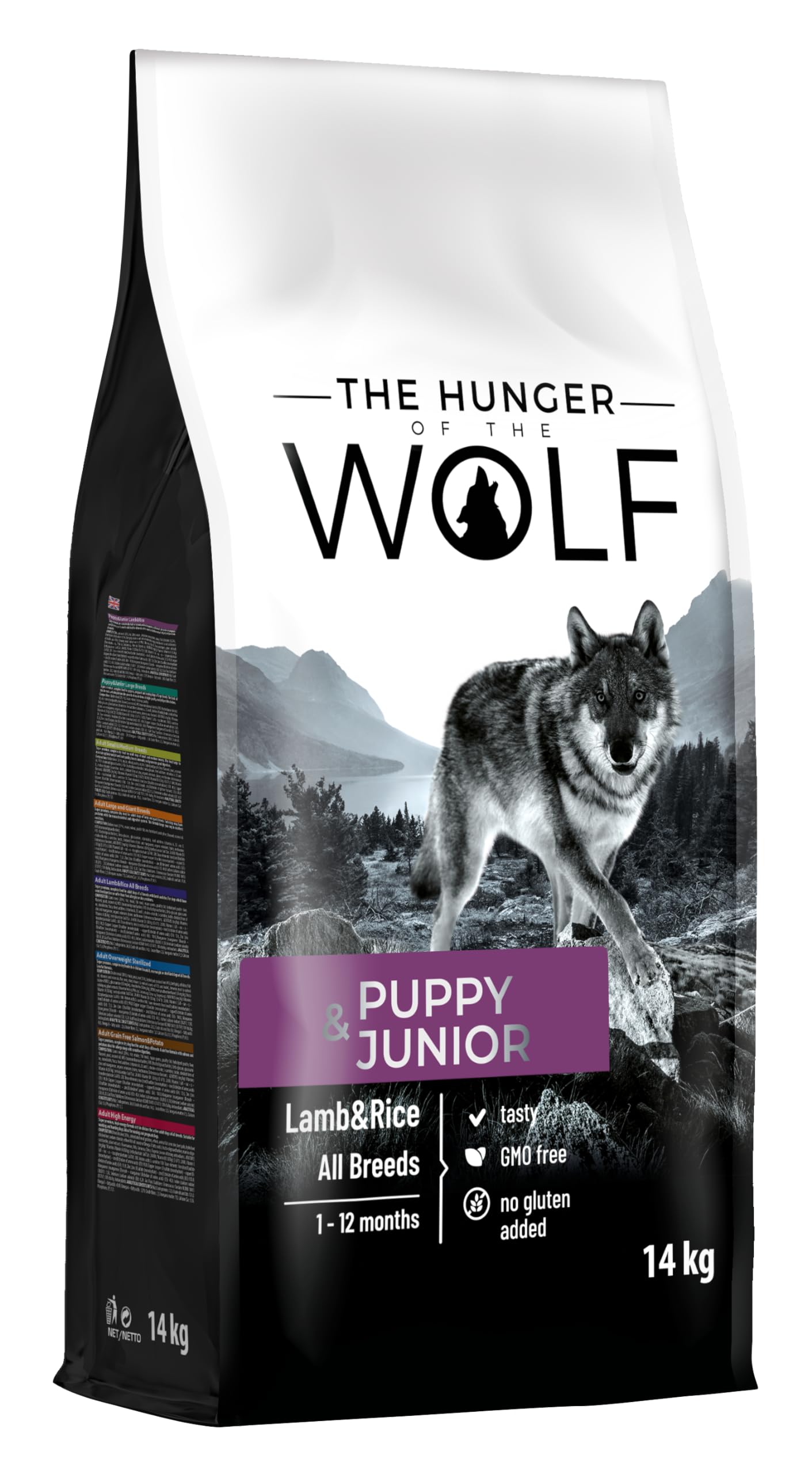 The Hunger of the Wolf Dry Dog Food - For All Breeds, Delicate Formula with Lamb and Rice, Puppy and Junior Dogs - 14 kg