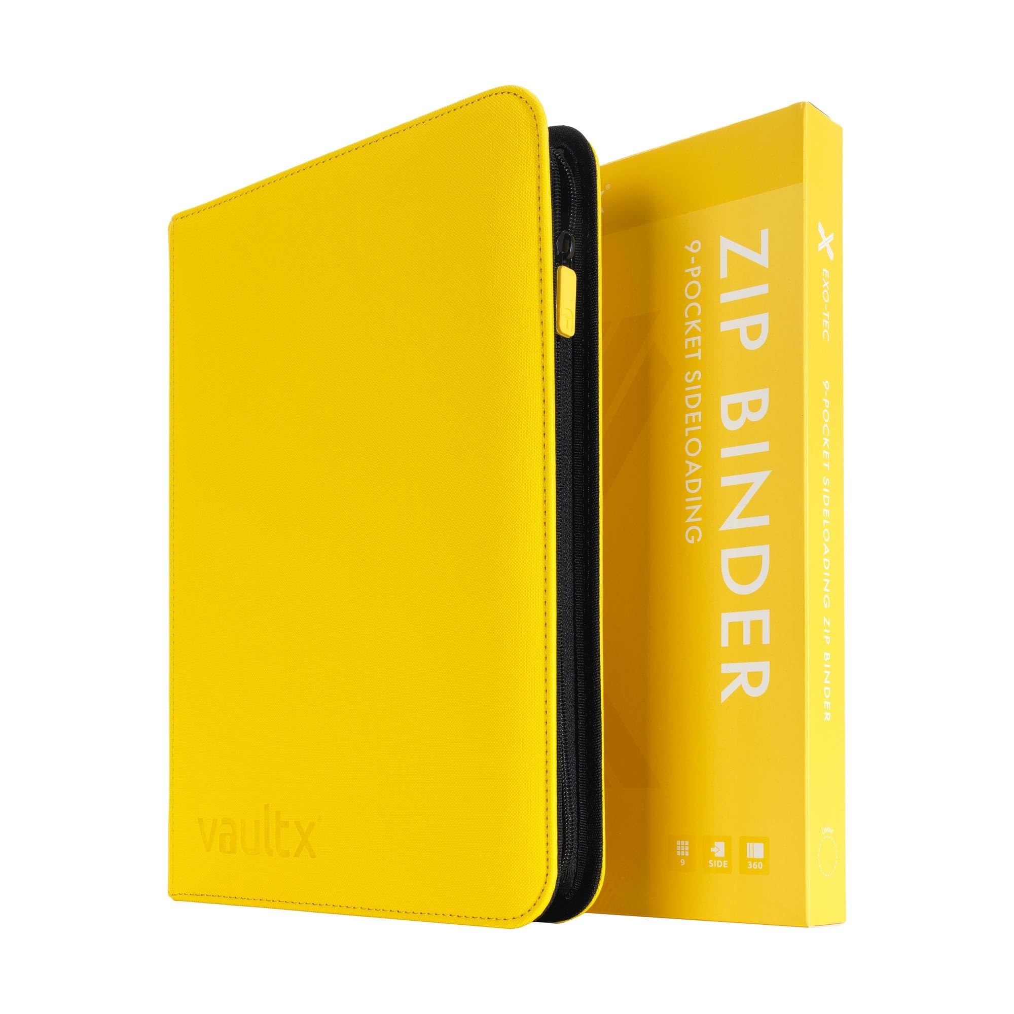 Vault X 9 Pocket Trading Card Zip Binder, 360 Cards, Premium Exo-Tec Album Material, 20 Side-Loading Pages, Folder for Collectible Games, Sports, TCG (Yellow)