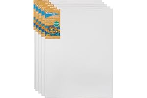 MAHITOI ™ 5-PC, 16”x 20” Medium Weight Stretched Canvas Wood Frame Value Pack, White, Acid-Free, Oil & Acrylic Paints, Primed with Double Acrylic Gesso to Smooth Surface & Reduce Absorbency