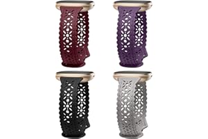 Dirrelo 4 pack Lace Silicone Band Compatible for Fitbit Sense Bands/Fitbit Versa 3 Bands Women/Fitbit Versa 4 Bands/Sense 2 Bands, Soft Ultrathin Hollow-out Sport Strap Replacement Wristbands
