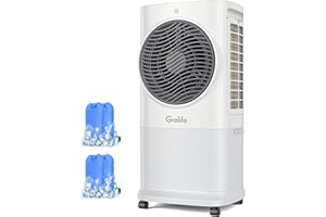 Grelife 3-in-1 Portable Air Conditioner, 400 Sq.Ft Evaporative Air Cooler with 1.72Gal Tank & 4 Ice Packs, 360° Oscillation, 30ft/s Wind Speed, 42dB Quiet, 8H Timer for Bedroom/Office/Home
