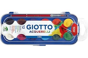 GIOTTO Acquarelli, Aquarela em Estojo de Pastilhas de 30mm, 12 Cores
