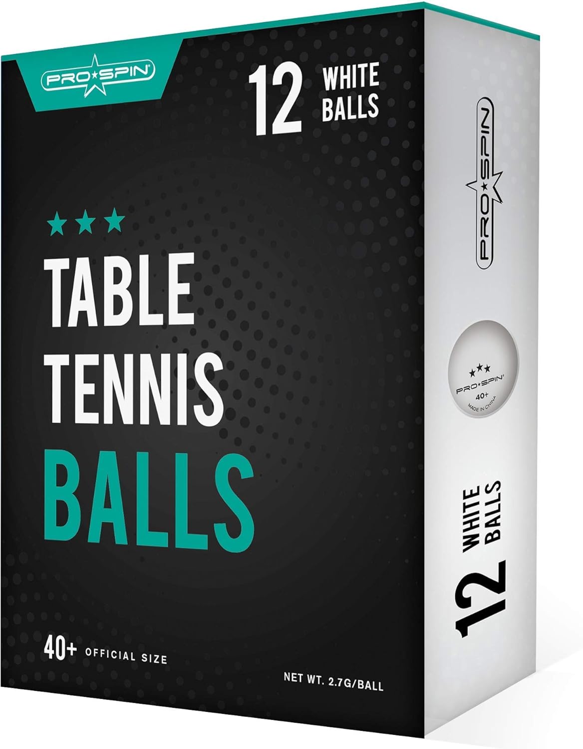 PRO SPIN Ping Pong Balls - White 3-Star 40+ Table Tennis Balls (Pack of 12) | High-Performance ABS Training Balls | Ultimate Durability for Indoor / Outdoor Ping Pong Tables, Competitions, Games : Sports & Outdoors