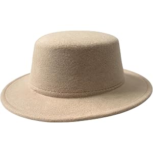 Black Flat Top Fedora Hat, Wool Blend Derby Cap Classic Formal Hat for Events & Daily Wear