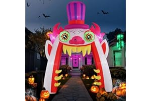 SHDEJTG 12ft Clown Arch Halloween Outdoor Inflatable Decoration, Creepy Skeleton Zombie with LED Lights, Holiday Inflatable Decoration for Outdoor Patio, Garden, Lawn