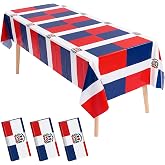 Irenare 3 Pcs Dominican Party Decorations Dominican Republic Tablecloth | 8.86 x 4.27ft, Dominican Flag Table Cover, Waterproof Disposable, National, Wedding Birthday Party Supplies, Picnic BBQ Decor