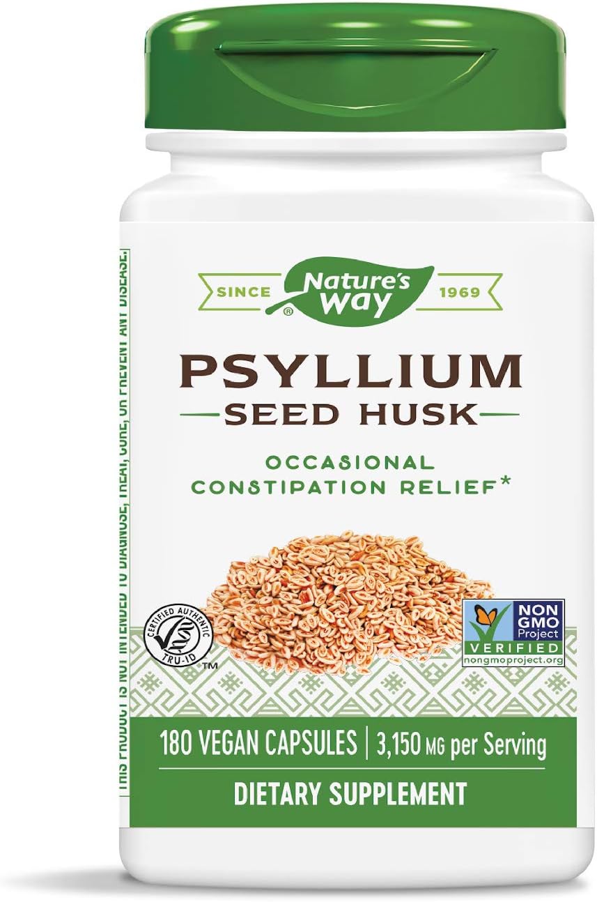 Nature's Way Psyllium Husks, 525 mg, 180 Vcaps (Pack of 2