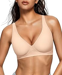 OEAK Womens Deep V Bras Wireless Comfortable Bra