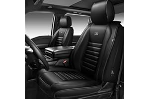 CAR PASS Nappa Leather Car Seat Covers Front Seats, Luxury Seat Protector for Cars, Waterproof Anti-Slip Seat Cushion Airbag Compatible Universal for Sedan SUV Pick-up Truck Automotive Vehicle, Black