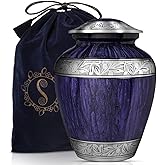 Purple Urns for Human Ashes Adult Large Standard Size Funeral Memorial Earns, Handcrafted Cremation Urns, Up to 200 lbs Adult Male Female Ashes, Burial Containers for Dad Women Men