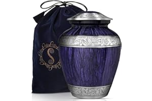 SIMCS HANDICRAFTS Purple Urns for Human Ashes Adult Large Standard Size Funeral Memorial Earns, Handcrafted Cremation Urns, Up to 200 lbs Adult Male Female Ashes, Burial Containers for Dad Women Men
