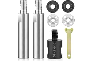 Gnellkoor Angle Grinder Extension Rod 3/8" M10 Thread Shaft Connecting Kit 8PCS for 100 Type Angle Grinder & Polisher Attachments with Fixed Wrench, Converter Female to M10 Male and Flange Nut Set