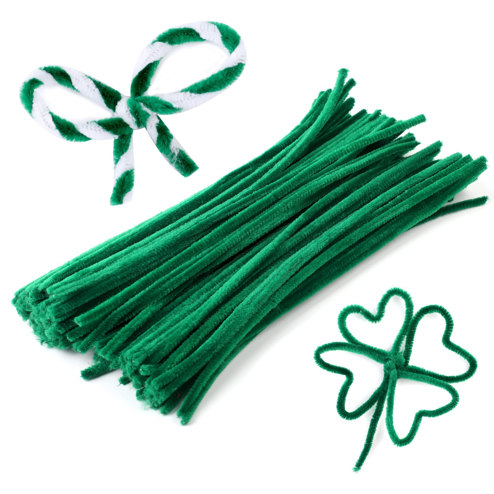 Photo 1 of 110 Pieces Green Pipe Cleaners, Pipe Cleaners Craft, Craft Pipe Cleaners Chenille Stem Bulk, Art Pipe Cleaners for Creative Decoration Christmas Valentine's Mother's Day