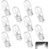 Hugwits 10 PCS 168 194 192 T10 Halogen Light Bulbs, Warm White T10 Halogen Bulb, 12V 5W License Plate Light Side Marker Dashboard Dome Light Bulb Replacement for Cars, Trucks, SUVs (White)