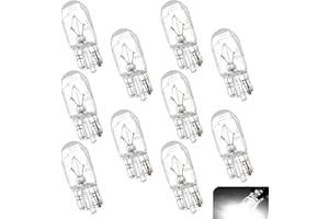 Hugwits 10 PCS 168 194 192 T10 Halogen Light Bulbs, Warm White T10 Halogen Bulb, 12V 5W License Plate Light Side Marker Dashboard Dome Light Bulb Replacement for Cars, Trucks, SUVs (White)