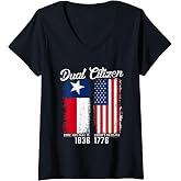 Womens True Texan Dual Citizen Love Texas And America V-Neck T-Shirt