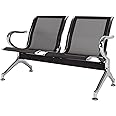 KINTNESS 2 Seat Reception Chair Benches Office Chair Guest Heavy Duty Waiting Room Chairs with Arms for Lobby, Office, Bank, Hospital Bench, Black