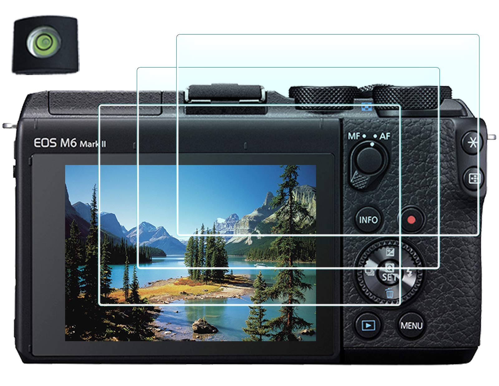 HUIPUXIANG M6 Screen Protector for Canon EOS M6 Mark II Camera with Hot Shoe Cover,[3 Pack] Tempered Glass Film 0.3mm High Definition 9H Hardness