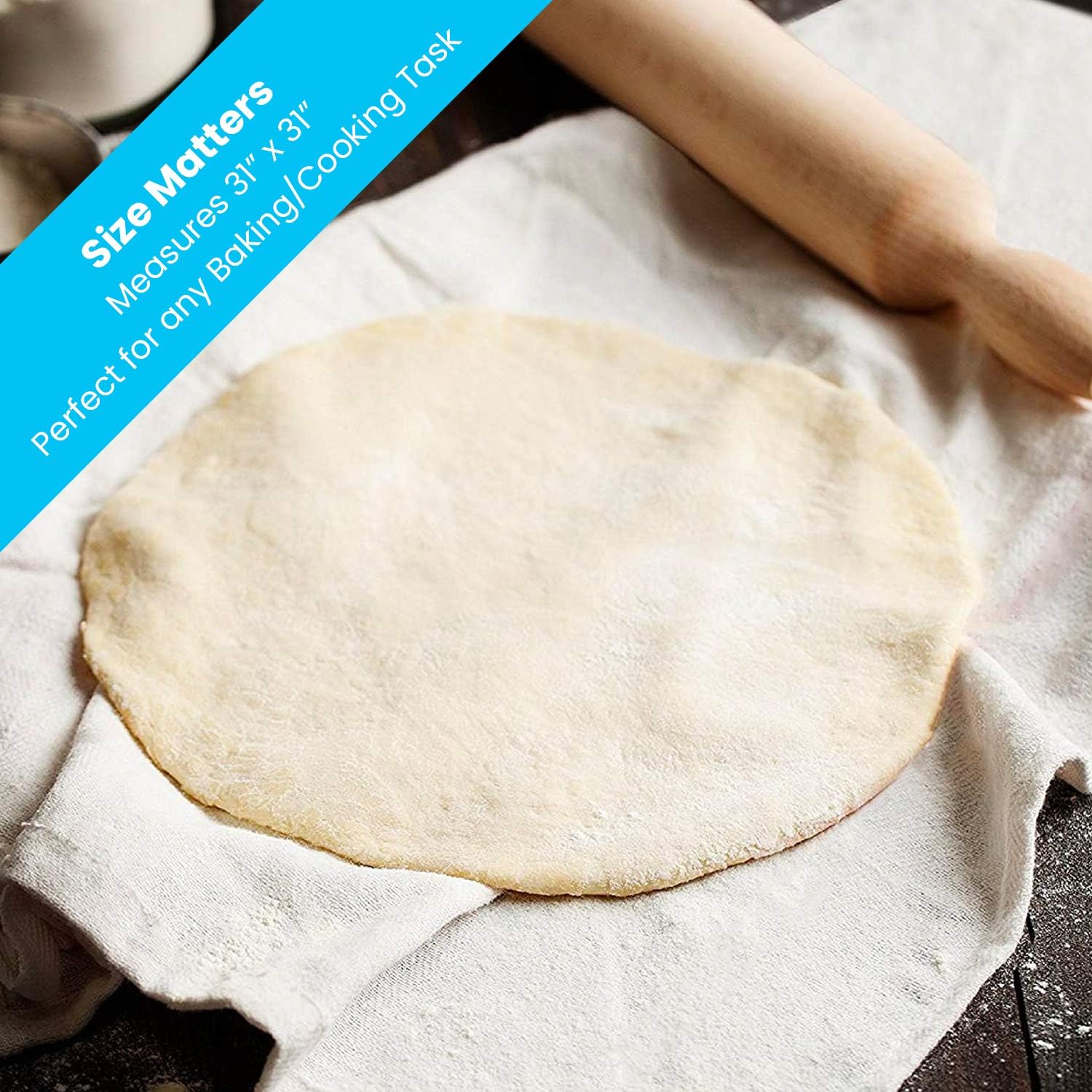 Zeppoli 12-Pack Flour Sack Towels - 31" x 31" Kitchen Towels - Absorbent White Dish Towels - 100% Ring Spun Cotton Bar Towels: Home & Kitchen
