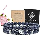 GDLKPYHS 2Pcs Healing Crystal Bracelets for Women Handmade Beaded Bracelet Healing Prayers Crystal 8mm Natural Stone Beads Bracelet Stress Relief Get Well Soon Gifts