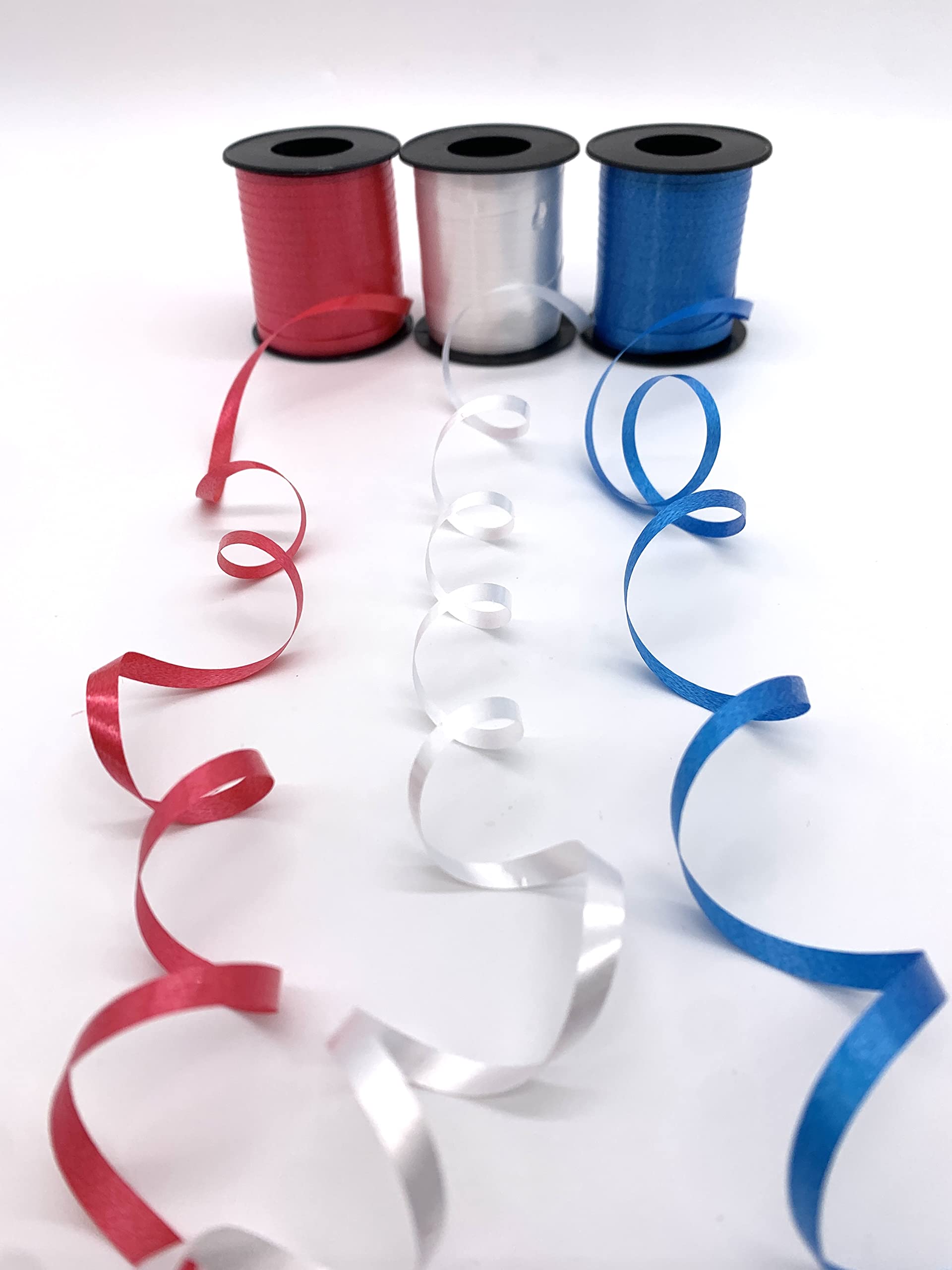 Beautiful Balloons - Pack of 3 Curling Ribbon - Union Jack Parties Brexit (3x100yrds) Red, White and Blue