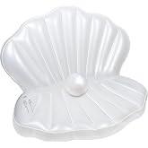 Zcaukya Inflatable Seashell Pool Float, Giant Clam | Air-Filled Toys with Pearl Ball, Kids Birthday Party, Swimming Pool Summer Beach Party, Mermaid Ocean Theme Party Decor