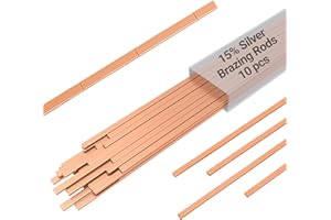 15% Silver Brazing Rods AWS BCuP-5 Silver Solder Phos Copper Brazing Alloy Flat Rods 0.050" x 1/8" x 10", 10 Sticks for HVAC 