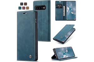 Cracedily for Samsung Galaxy S10 Case, Flip Wallet Leather Case with Card Holder Magnetic Closure Shockproof Kickstand Protective Phone Cases Cover for Samsung S10,Blue-Green