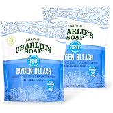 Charlie&rsquo;s Soap Oxygen Bleach Powder 4 lb Bag, 2 Pack, (120 Loads Each) | Laundry &amp; Household Cleaning, Color-Safe &amp; Chlorine-Free Stain Remover,