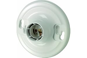 Leviton Medium Base One-Piece White Urea Outlet Box Mount Incandescent Lampholder, Keyless, Single Circuit, Top Wired, 8829-C