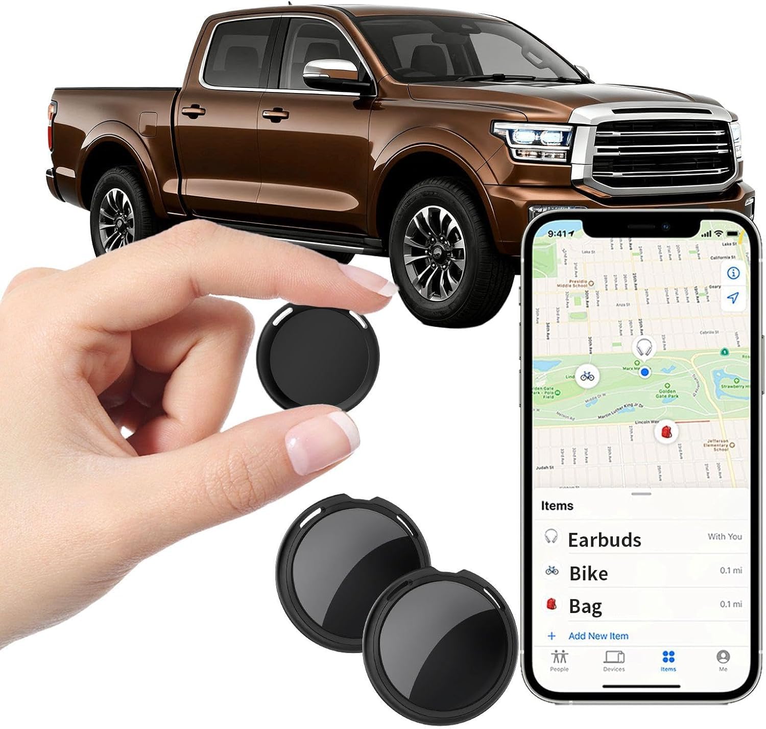 Photo 1 of 2 Pack Mini GPS Trackers for Vehicles Work with Find My (iOS Only) Real Time Car Tracker Tags Hidden Car Locator Tracking Device Global Coverage No Monthly Fee or Subscription No SIM Card Required