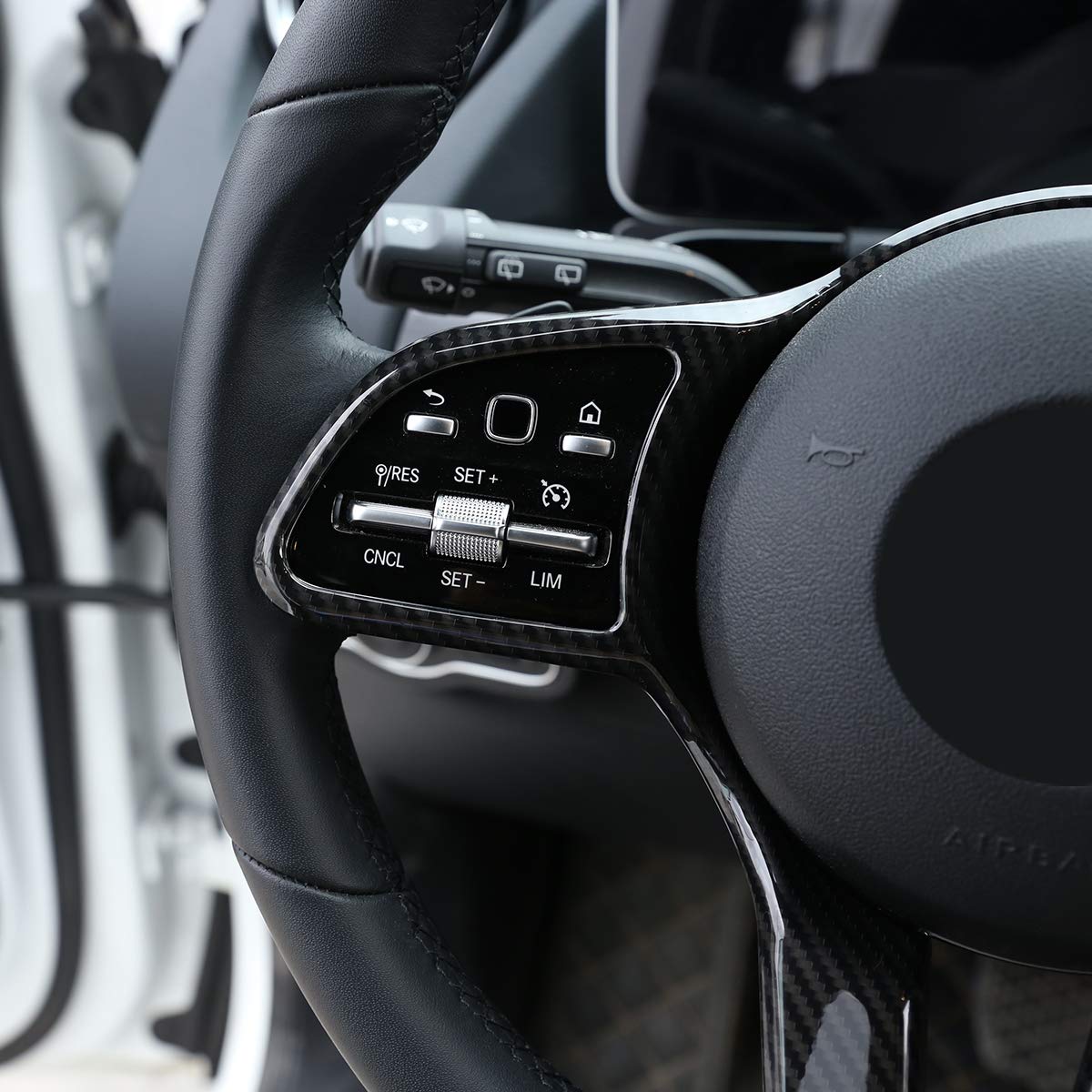 Car Steering Wheel Decoration Cover For Benz A B C E G CLA CLS GLC GLE GLS GLB EQC W177 W247 W205 W213 C257 X253 W167 W463 X247 N293 Accessories (Carbon Fiber)