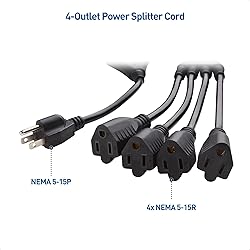 Cable Matters 2-Pack 4 Outlet Power Splitter Cord