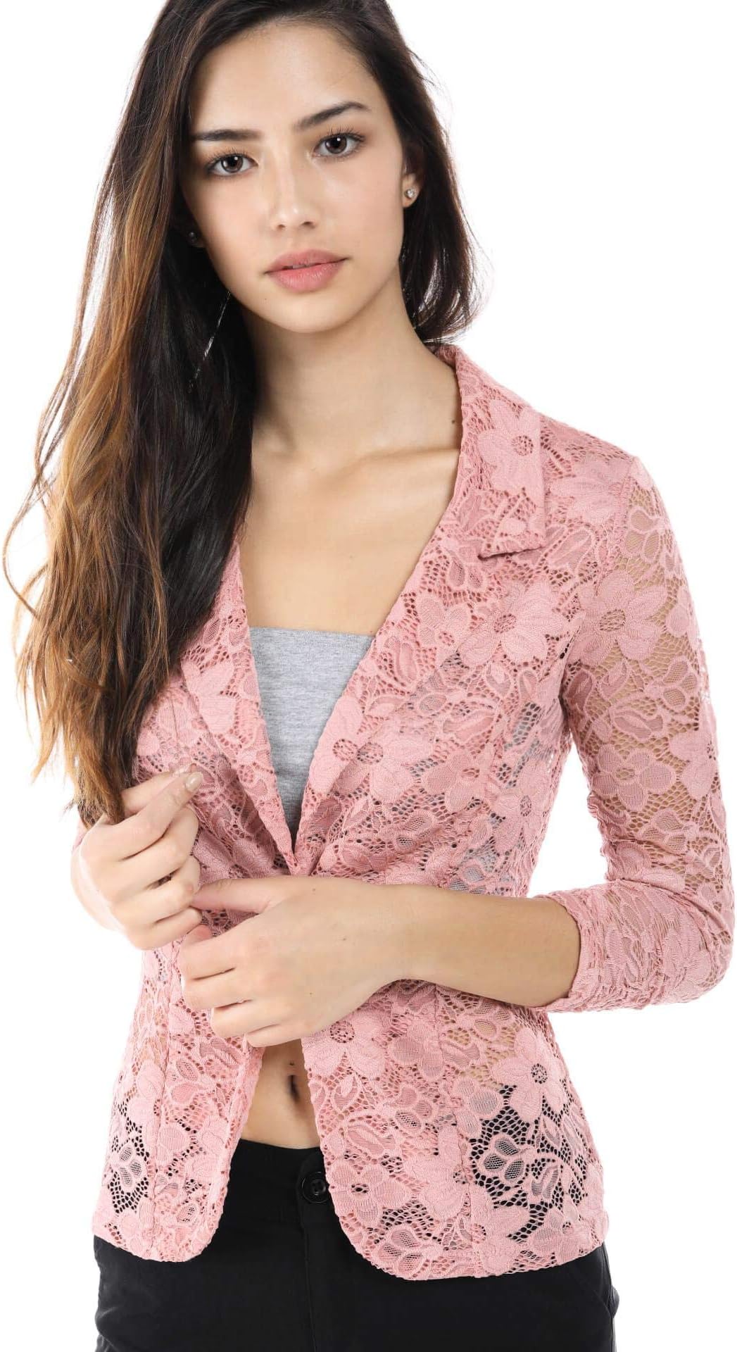 Women's Slim Fit One Button Office Knit Blazer Jacket,Made in USA Except for Striped Jacket (Small-3XL)