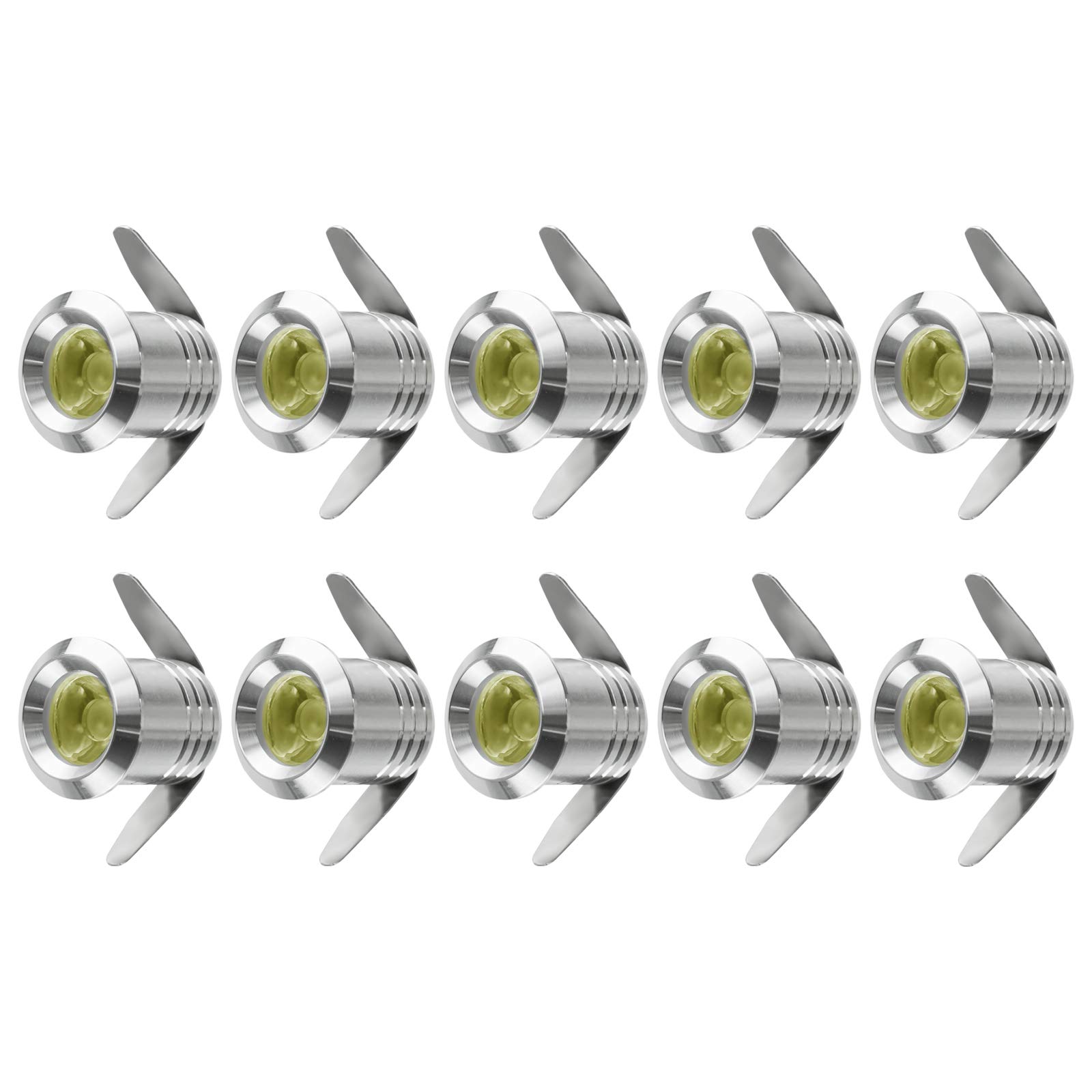 perhanup Mini Ceiling Downlight, LED Recessed Spot Lights Small Downlight Led Spotlights with Transformer for Cabinet Display, Kitchen, Stairs, Closet, 1W, 90-265V AC, 10PCS (Silver, Warm Light)