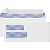 500#10 Double Window Security Envelopes, PANDRI NO.10 Self-Seal Window Envelopes Designed for QuickBooks Invoices, Business Statements & Documents - Number 10 Size 4 1/8 Inch X 9 1/2 Inch - 24 LB