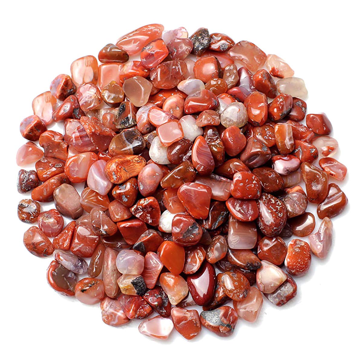 WAYBER Decorative Stones, 2 Lbs/920g (Fill 1.8 Cups) Natural Red Agate Pebbles Irregular Crystal Rock Gravel for Aquarium Turtle Tank Decoration/Succulent Plant Landscape/Flowerpot Vase Ornament