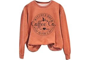 Uscharm Sanderson Sisters Halloween Sweatshirts for Women Funny Letter Graphic Pullover Tops Spooky Long Sleeve Shirts