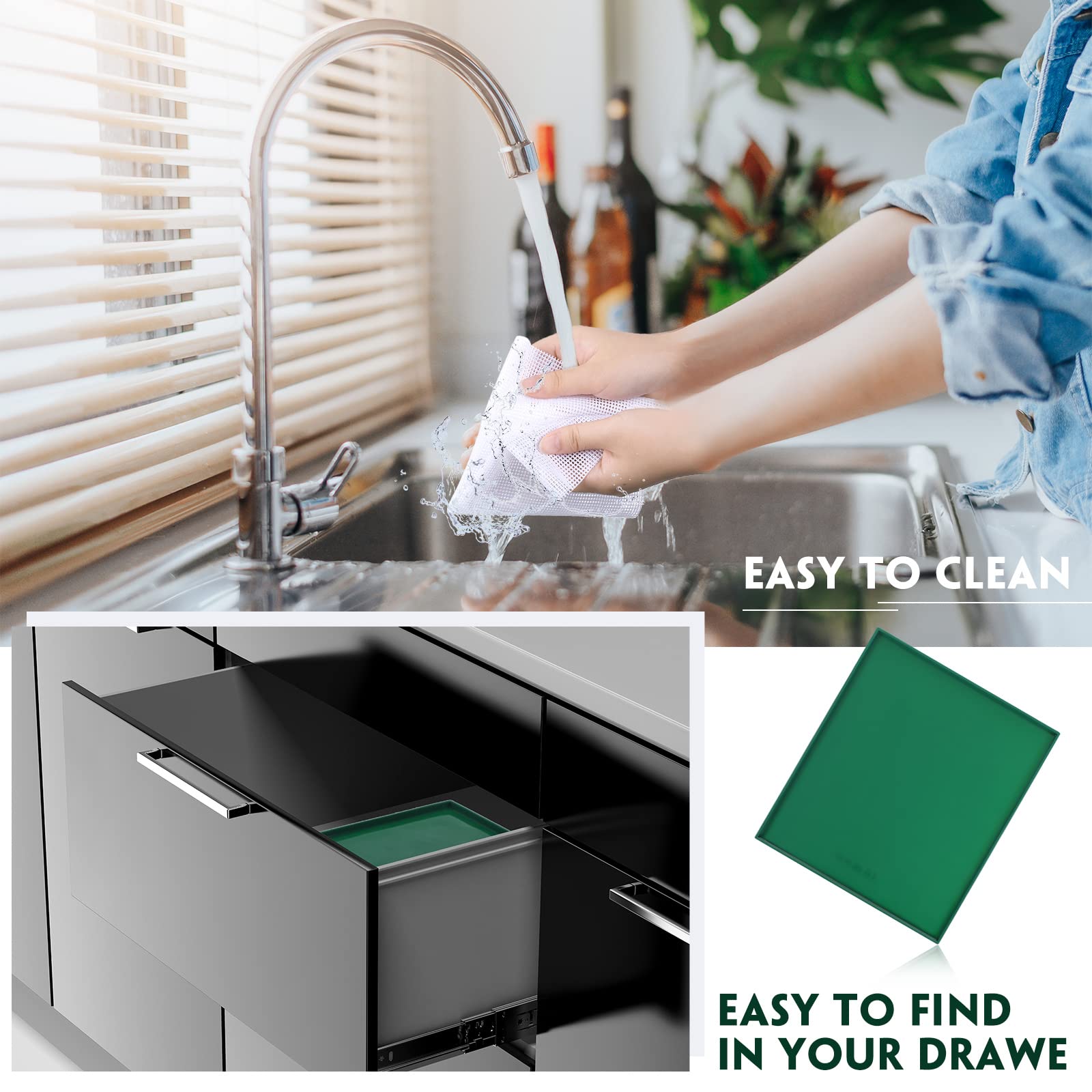 Thenshop 8 Pcs Silicone Dehydrator Sheets Trays with Edge and 10 Pcs Mesh Dehydrator Mats Non Stick Reusable Fruit Leather Trays Accessories for Liquid Making Food Fruit Meat Egg Vegetables(Green)