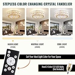 Siljoy 20’’ Gold Crystal Ceiling Fan with