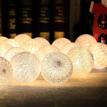 Morbuy Cotton Lichterketten, Wattebausch Lichterketten 6CM Ball Lights LED Lichterkette Festlich Hochzeiten Geburtstag Party 