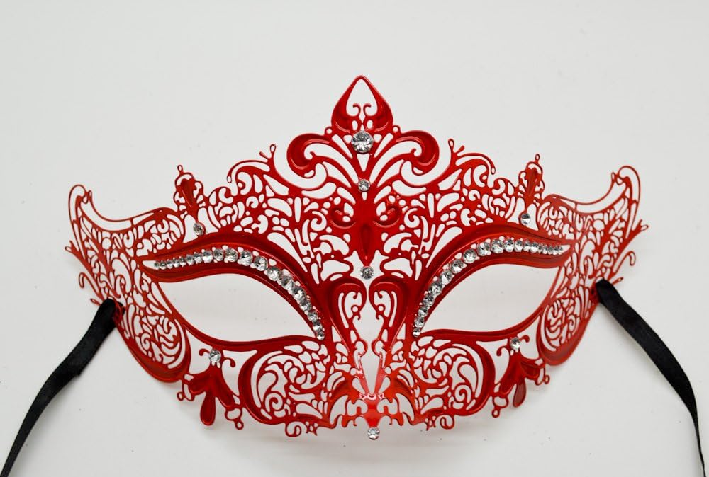 New Women Metal Mask Style Red Colorful Masquerade