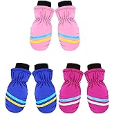 SATINIOR 3 Pairs Kids Winter Snow Mittens Waterproof Ski Mittens Windproof Unisex Gloves for Children Outdoor Activities
