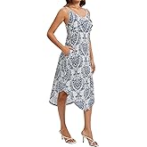 ANYFITTING Built in Bra Summer Dresses for Women 2025 Midi Flowy Hawaiian Casual Dress with Pockets Floral Sundresses