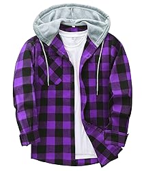 ZITY Men's Flannel Hoodie Shirts Casual Button Down