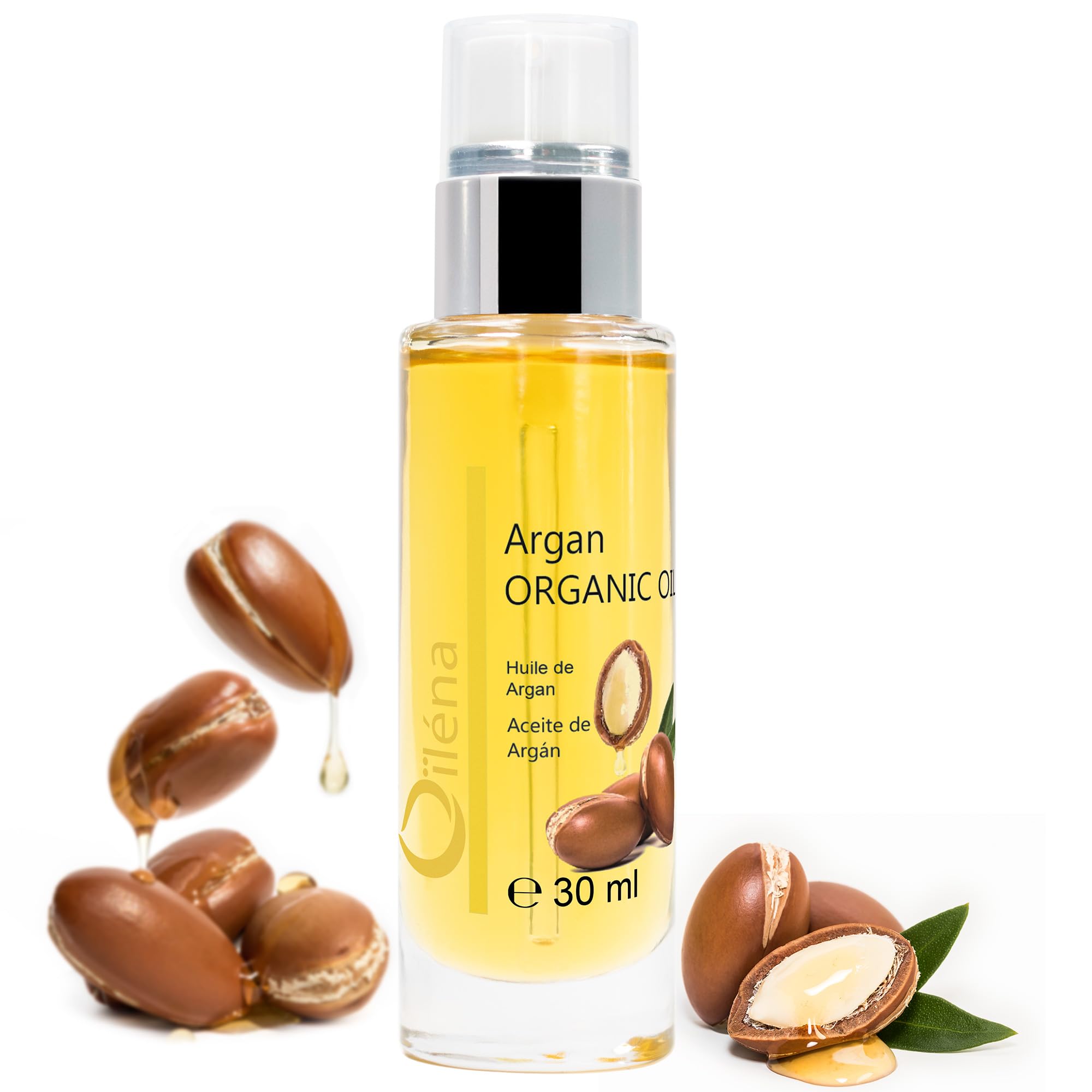 Moisturizer Anti Ageing Pure Argan Oil Hair, Skin, Face, Nails, Cuticles & Beard, sourced in Morocco, organically produced Unscented/glass bottle (30 ml)